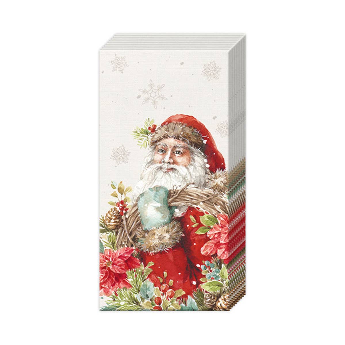 Boston International - Pocket Tissues Pack of 10 Santa'S Wreath Cream Christmas
