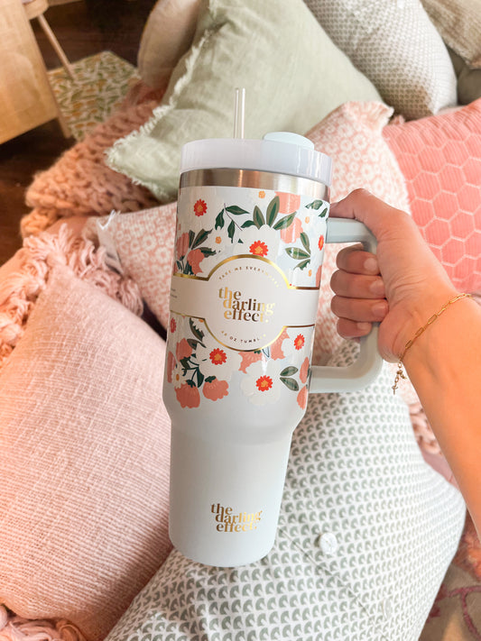 The Darling Effect - Take Me Everywhere Tumbler - Flower Talk Blue