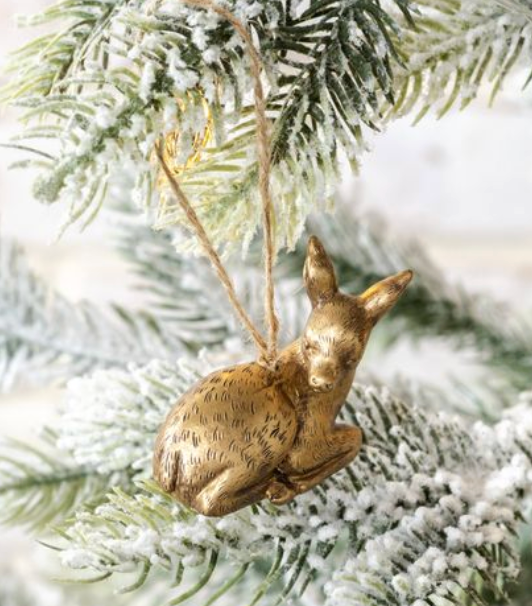 Gold Laying Deer Ornament