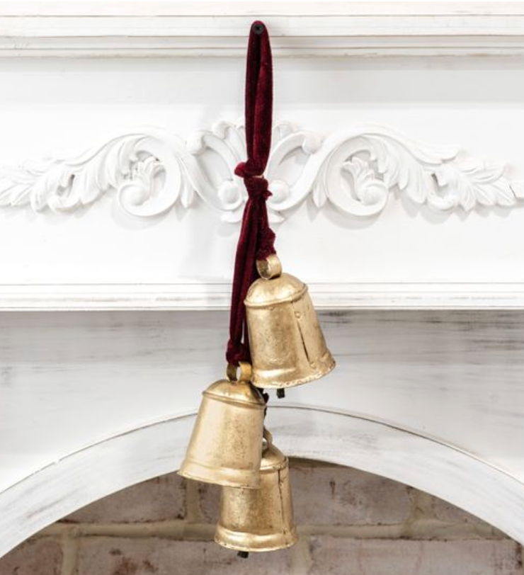 Burnt Gold 3 Bell Hanger Red Velvet