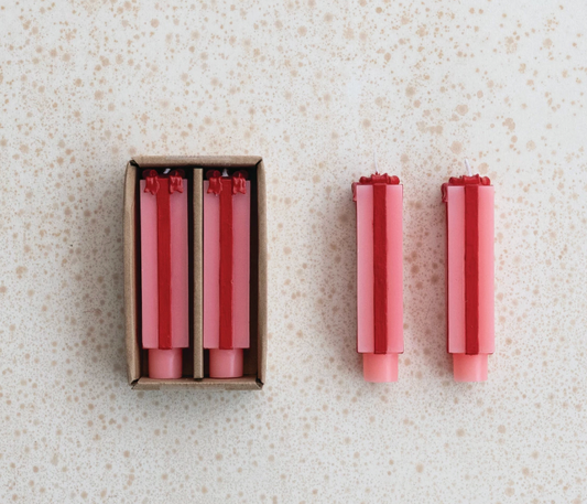 Pink and red gift box taper candle short