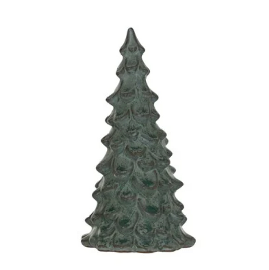 7.5 inch stoneware tree green