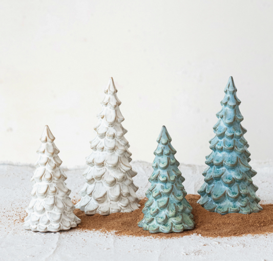 7.5 inch stoneware tree green