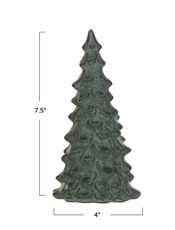 7.5 inch stoneware tree green