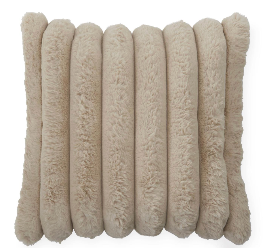24" Square Tan Vegan Fur Pillow