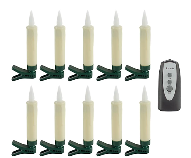 10 clip on taper candles light set with remote