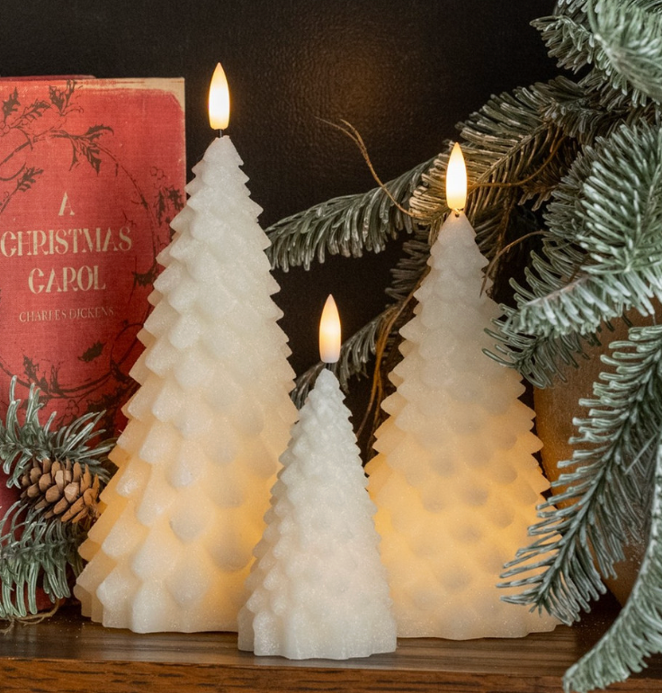 7.5in Cream Fir Tree Candle 3D Flame