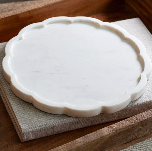 9.8" Scallop Marble Platter