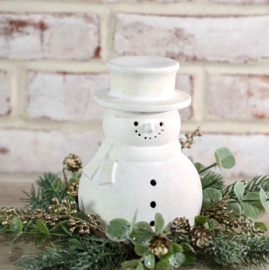 Small 7” White Terra Cotta Snowman