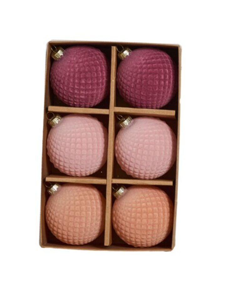 Rosy Velvet Ornament - Set of 6