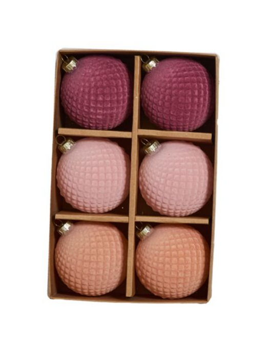 Rosy Velvet Ornament - Set of 6