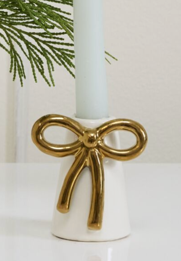 Gold Bow Candle Holder