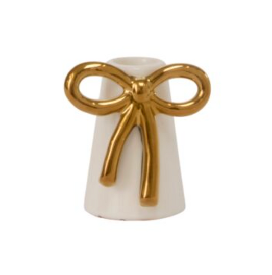 Gold Bow Candle Holder