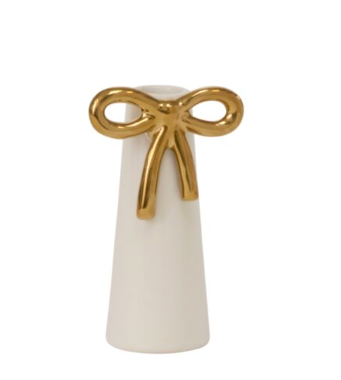 Bud Vase / Candle Holder with Gold Bow