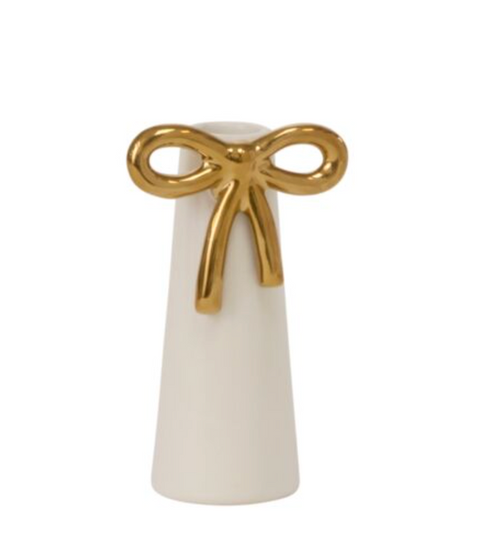 Bud Vase / Candle Holder with Gold Bow