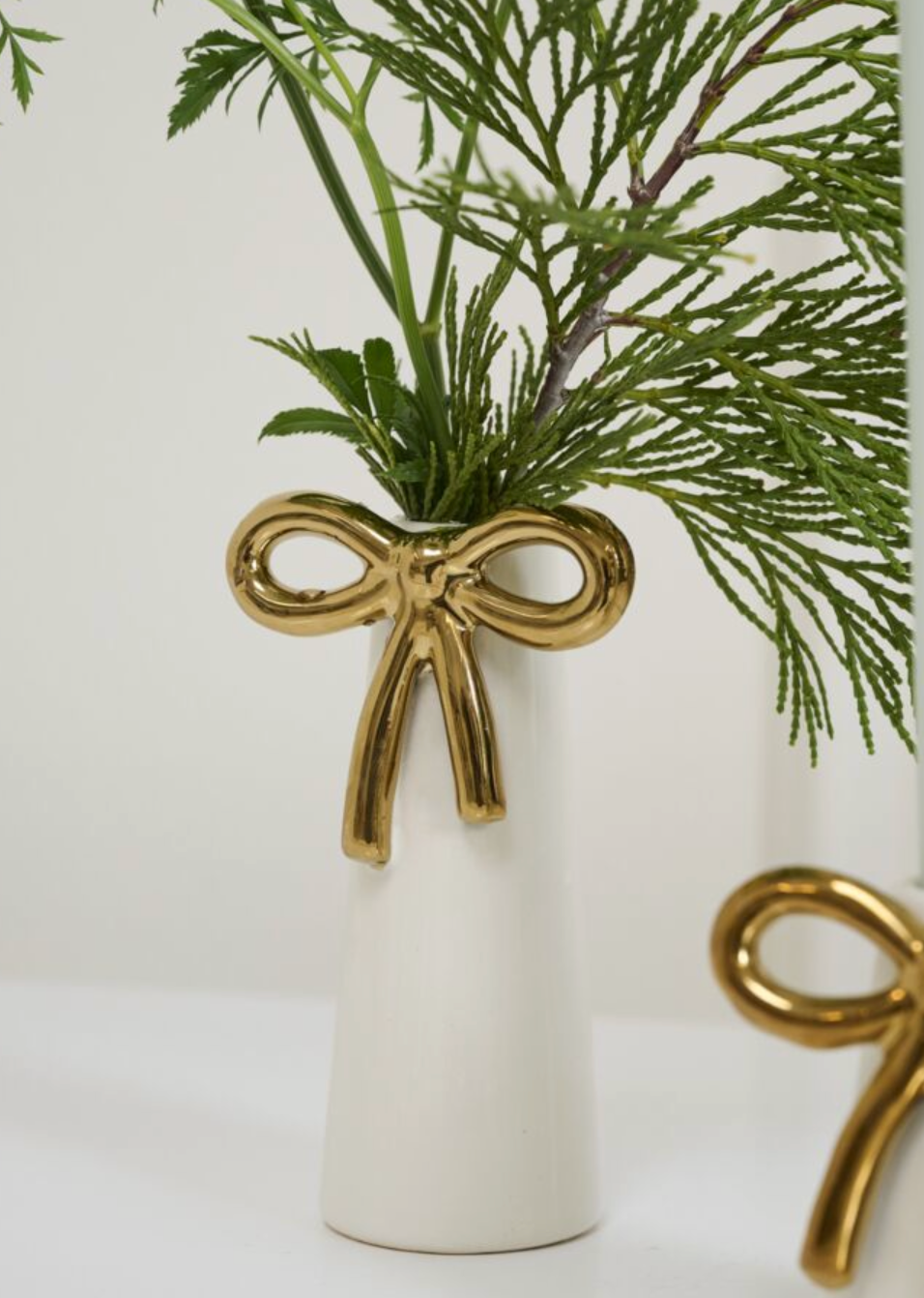 Bud Vase / Candle Holder with Gold Bow