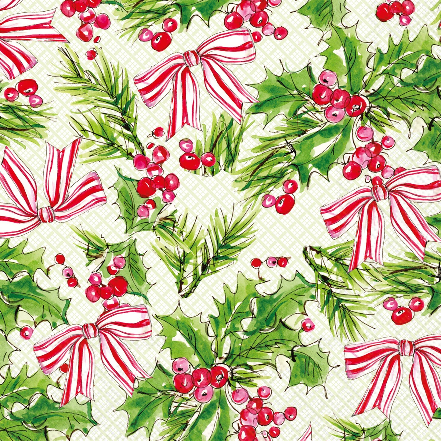 Boston International - Paper Lunch Napkins 20ct Pink Holly Bows Christmas
