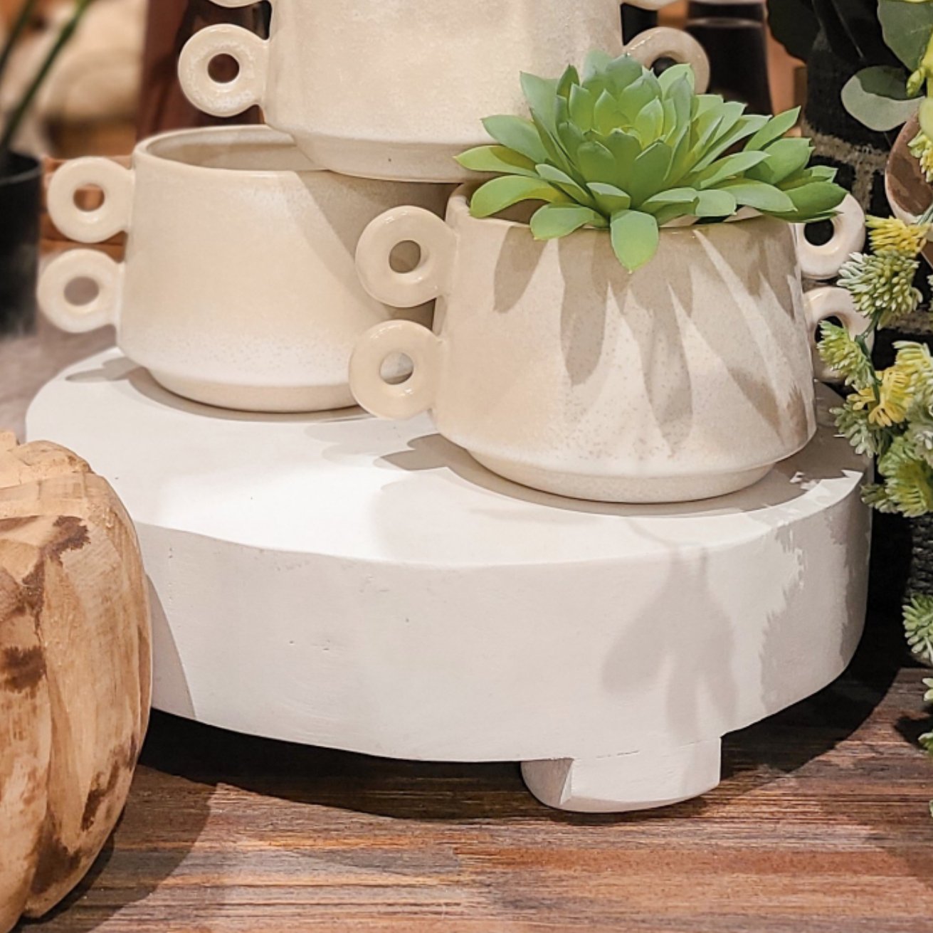 White Washed Round Pedestals
