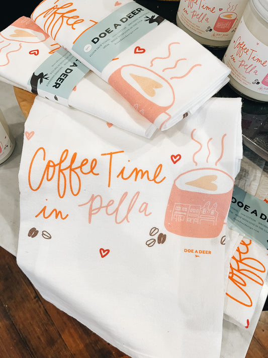Coffee Time in Pella - flour sack towel
