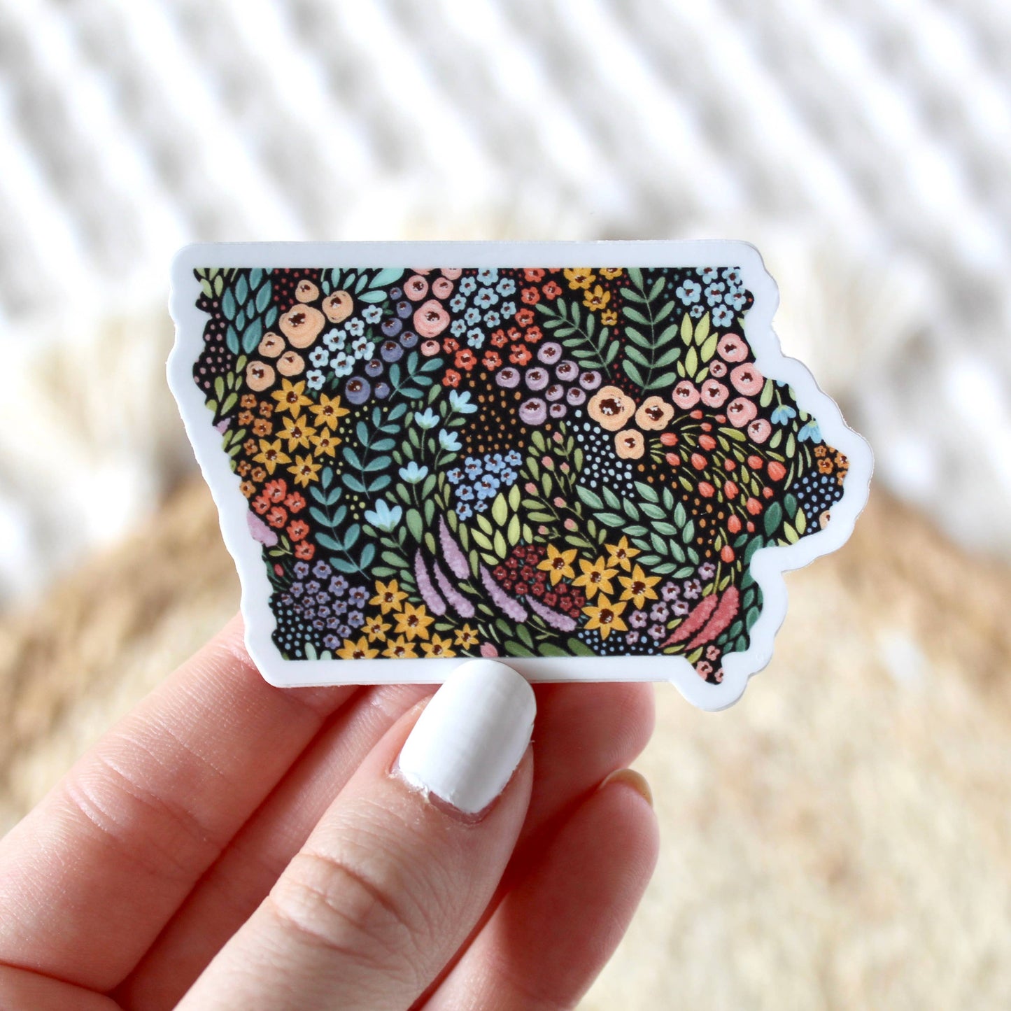Iowa State Floral Sticker 3x2in.