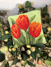 10” square Tulip Hooked pillow