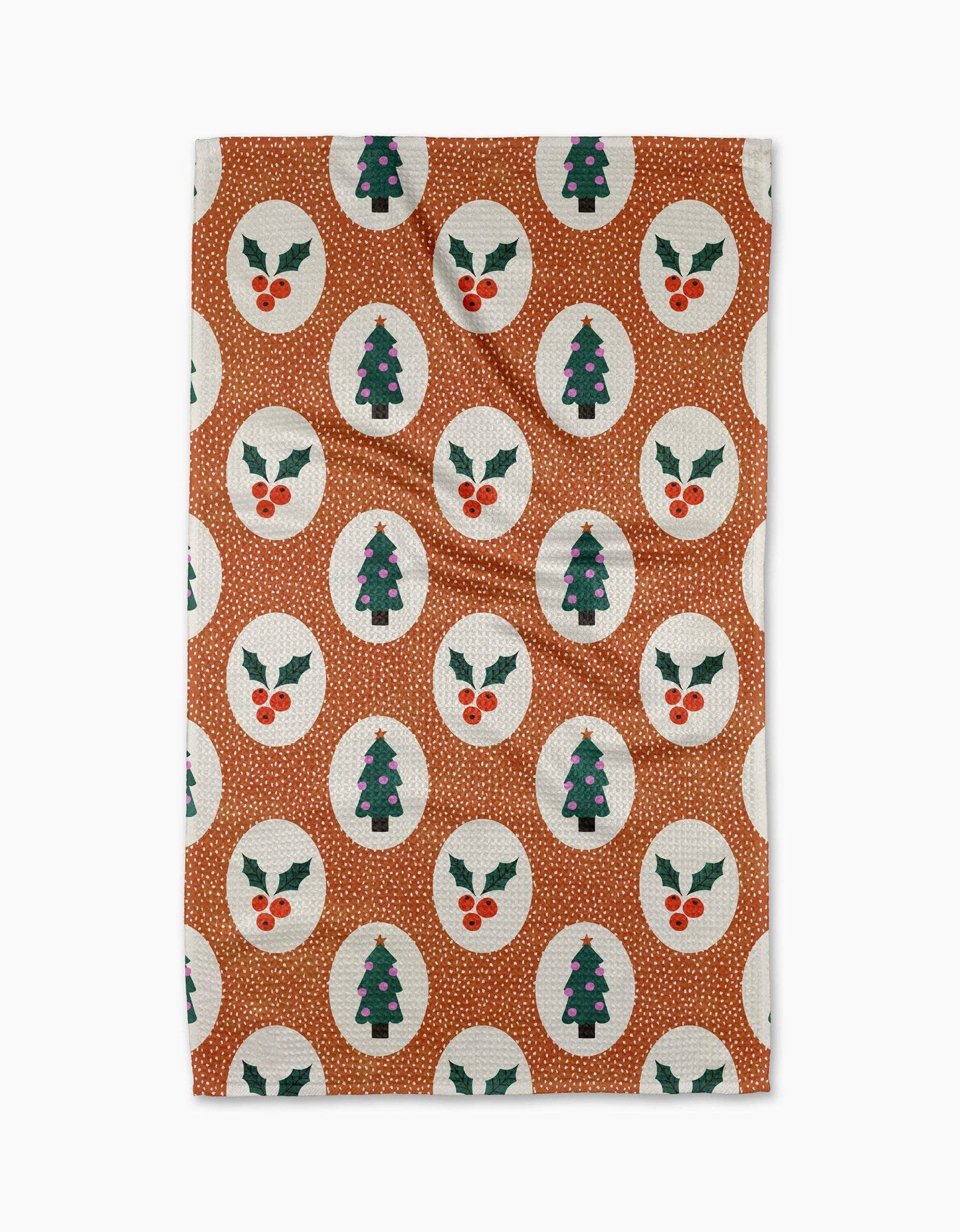 Geometry - Vintage Holly Christmas Tea Towel