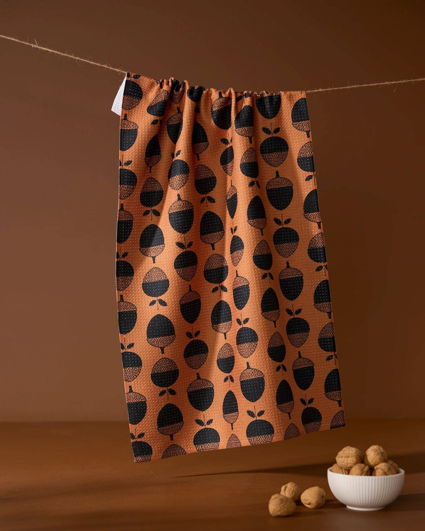 Geometry - Acorn Noir Tea Towel