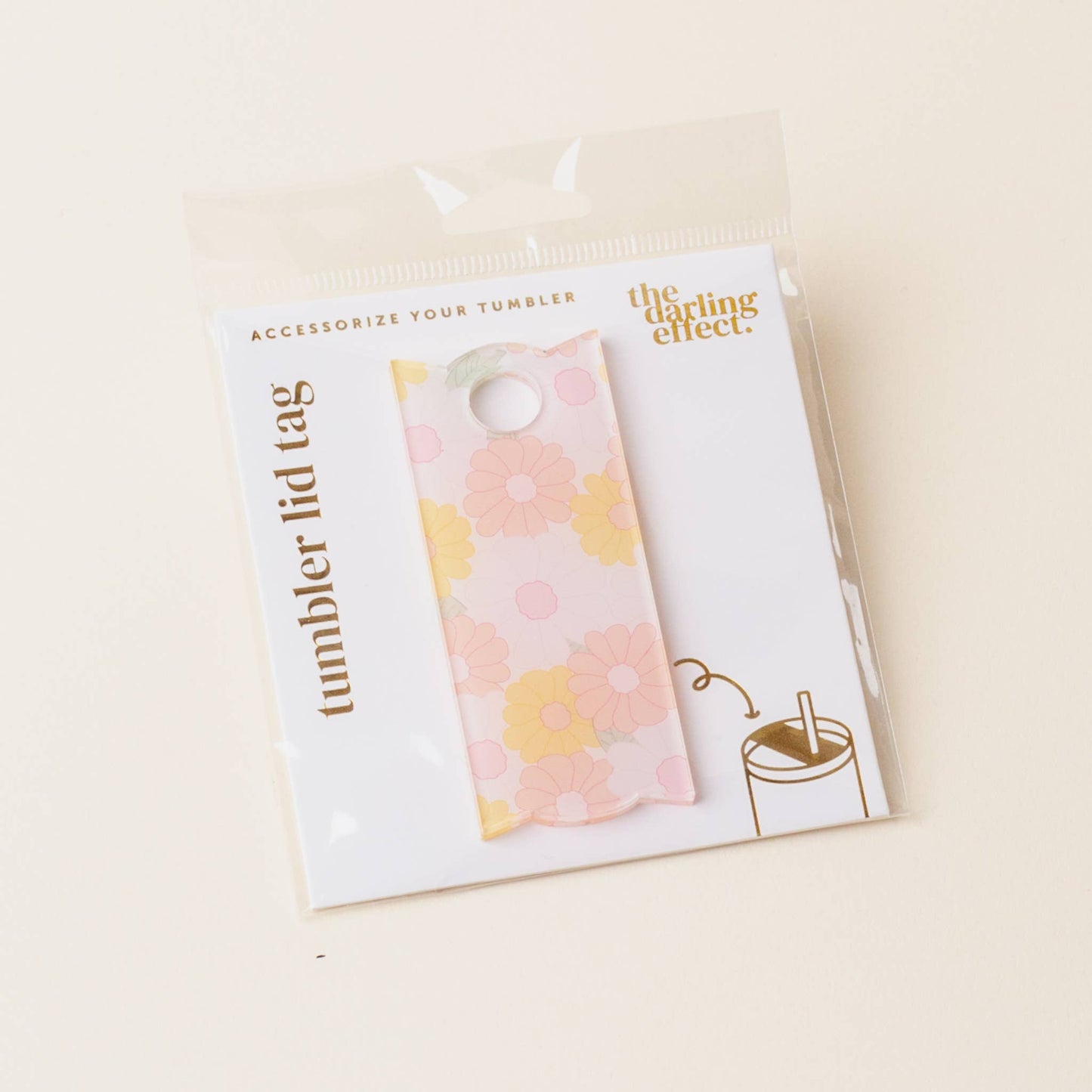 The Darling Effect - Tumbler Lid Tag-Daisy Craze Peach
