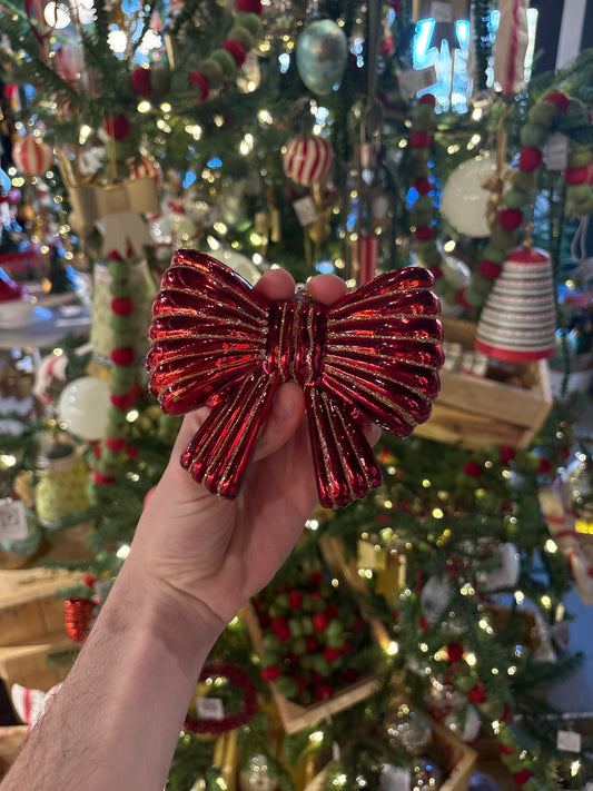 Red glass bow ornament