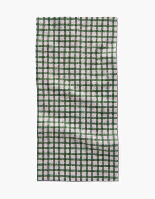 Geometry - Fireside Plaid Green bar towel