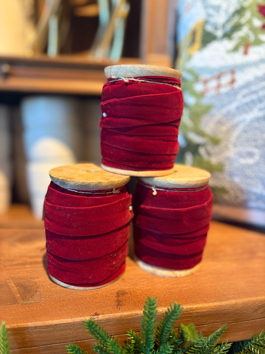 25mm x 10yards Dark Red Velvet Ribbon