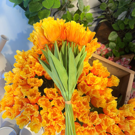 Light Orange Real Touch Parrot Tulip Bundle