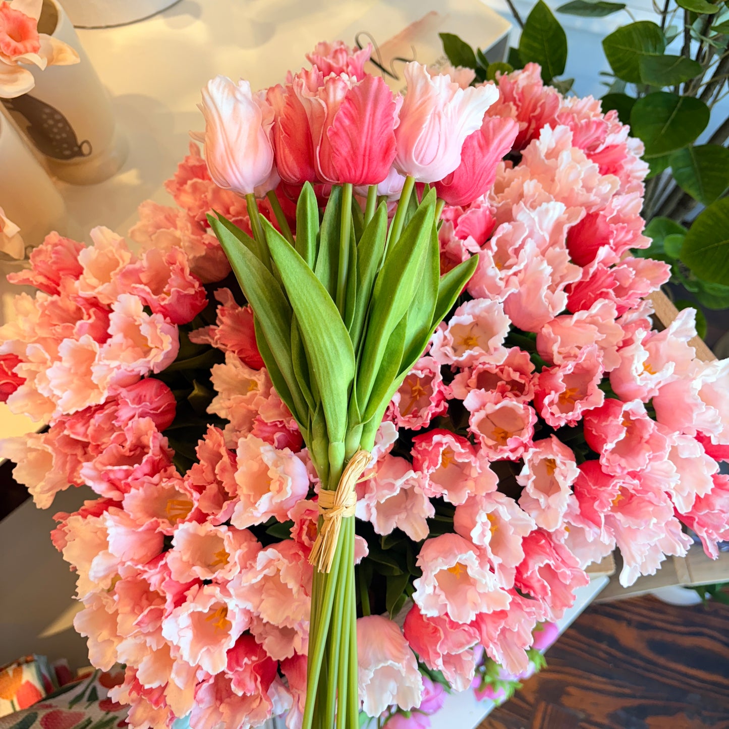 Pink Rose Real Touch Parrot Tulip Bundle
