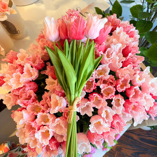 Pink Rose Real Touch Parrot Tulip Bundle