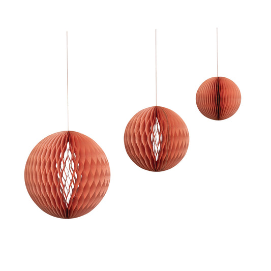 Set of 3 Paper Folding Honeycomb Ball Ornament, Pink 8” , 12”, 16”