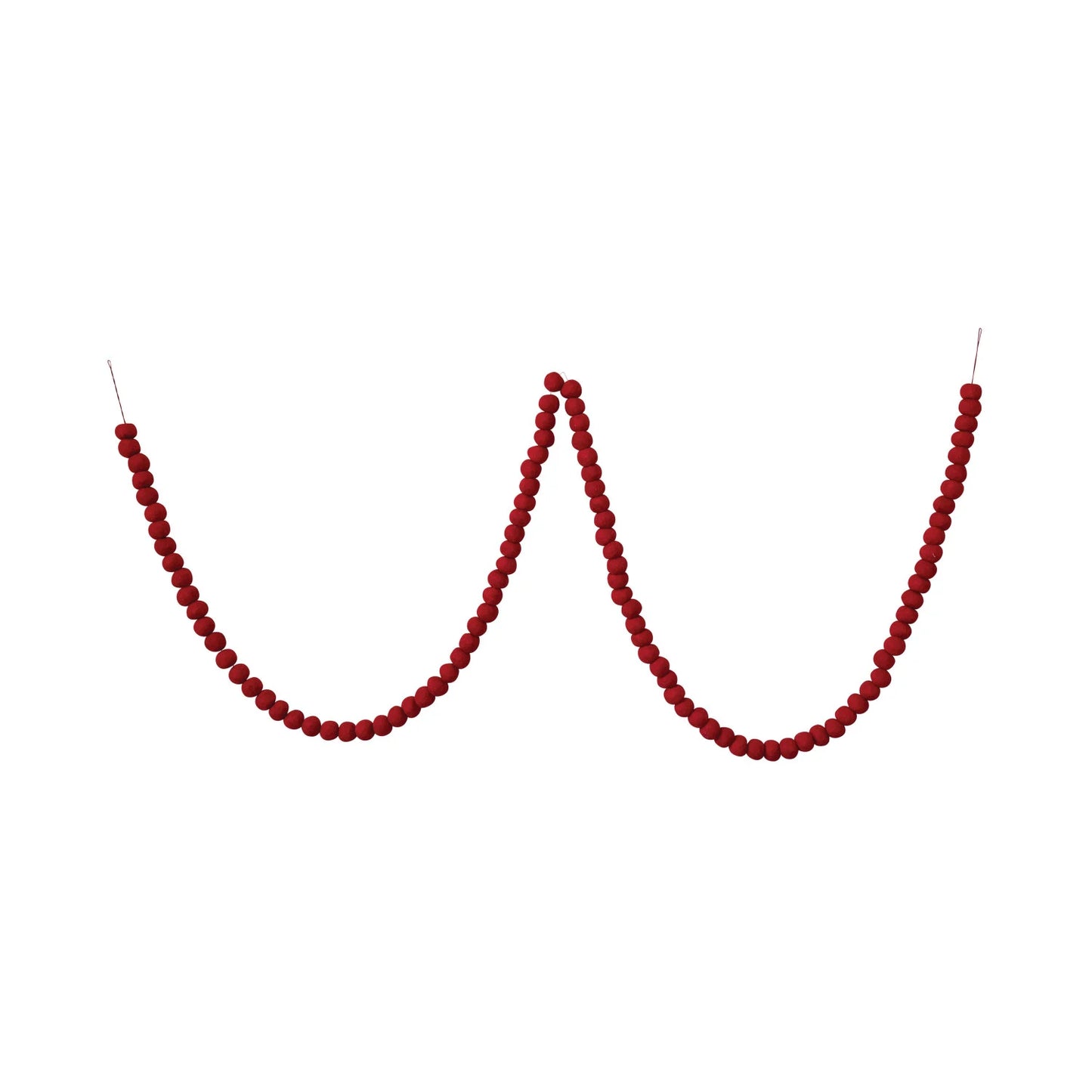 12’ Wool Felt Ball Garland in Printed Drawstring Bag, Red