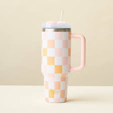 The Darling Effect - Take Me Everywhere Tumbler - check peach