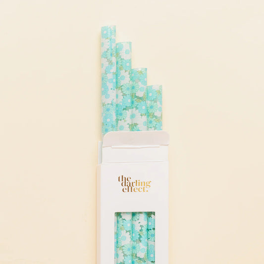 Daisy Craze Aqua 40 oz Tumbler Straw Set