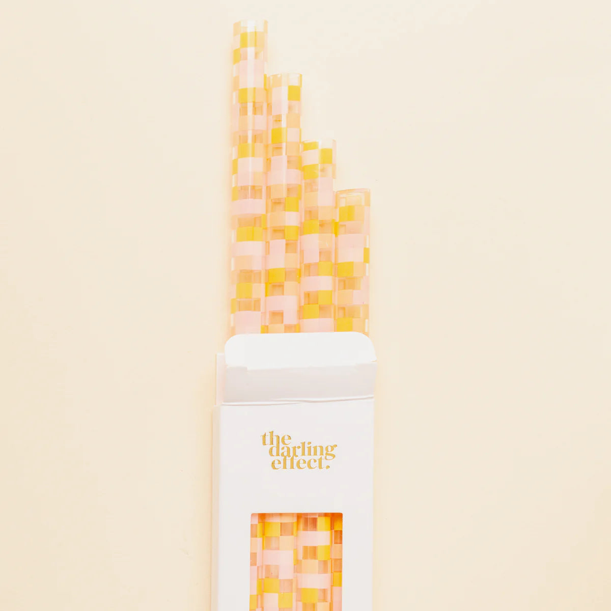 Check Peach 40 oz Tumbler Straw Set