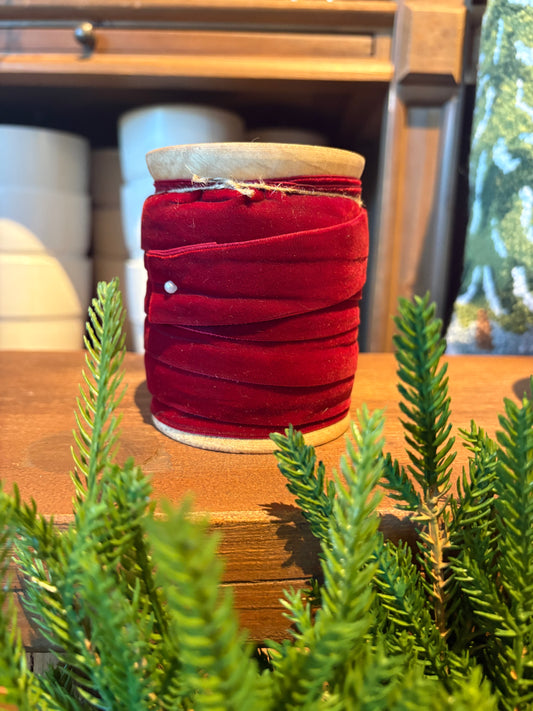 25mm x 10yards Dark Red Velvet Ribbon