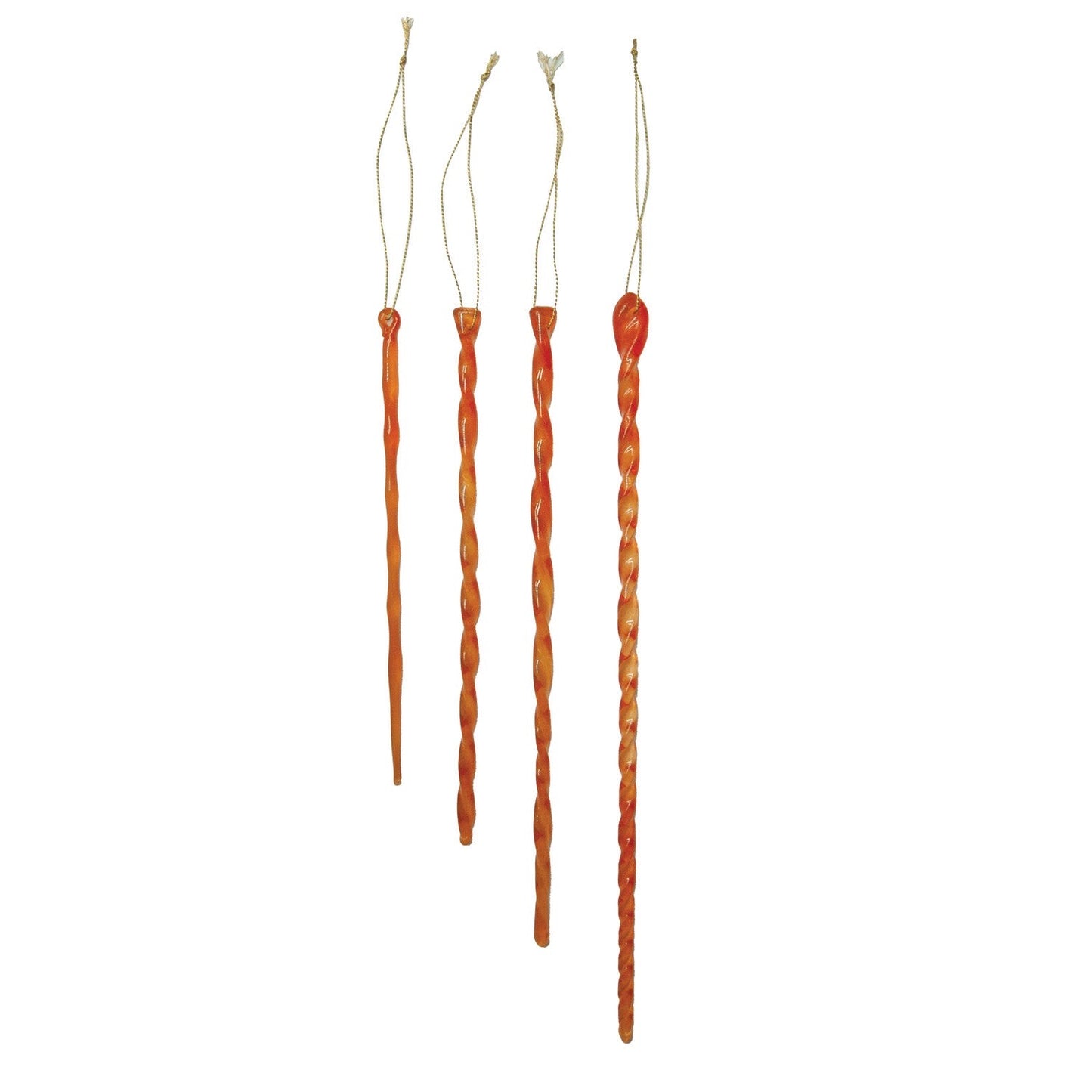 Handmade Glass Icicle Ornaments, Set of 4 orange