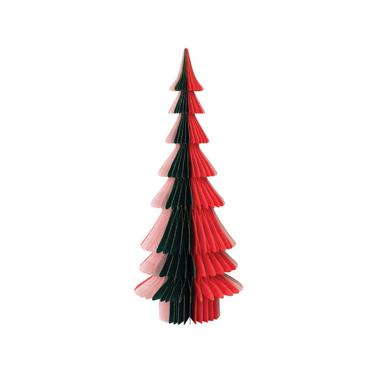 Handmade Recycled Paper Folding Honeycomb Tree, Pink & Red green 26”