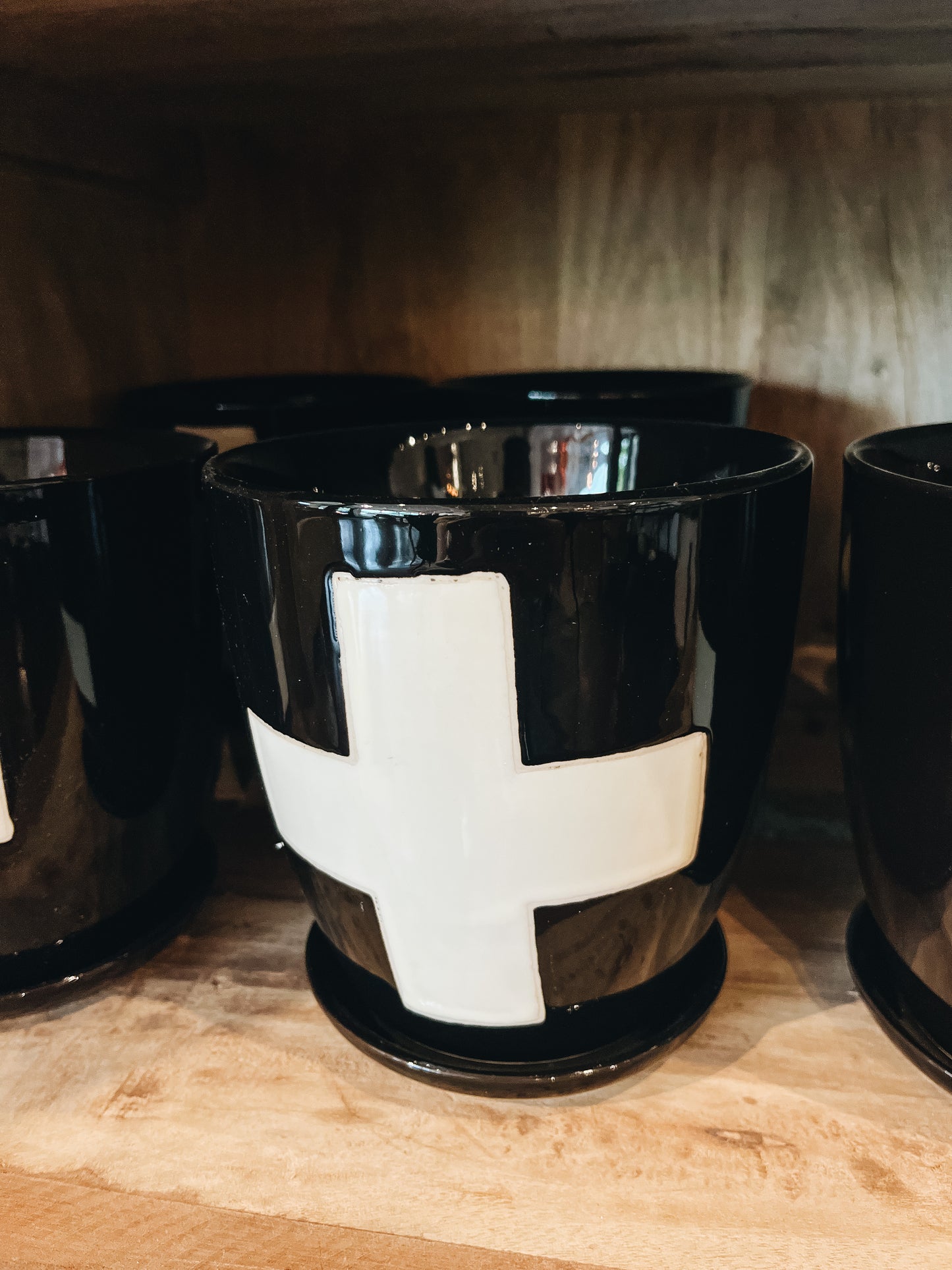 Black and Cream Swiss Cross Planter