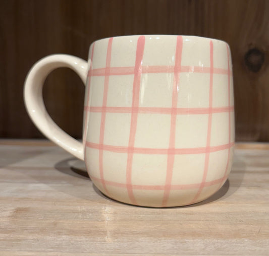 Red Bow Mug with Pink Check