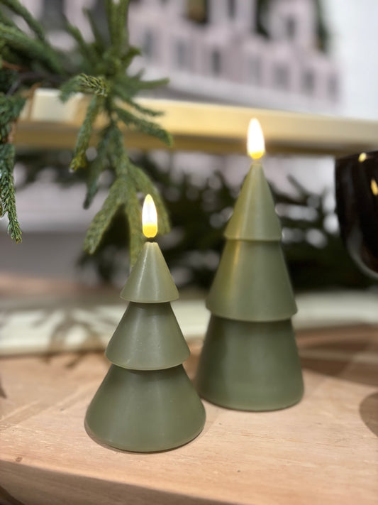 5in Green Smooth Tree Candle 3D Flame