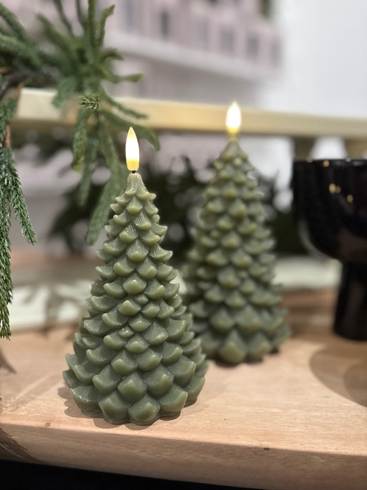 7in Green Balsam Tree Candle 3D Flame