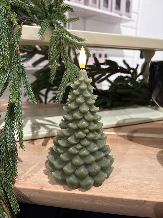 7in Green Balsam Tree Candle 3D Flame