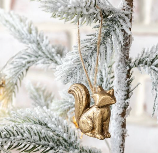 Gold Sitting Fox Ornament