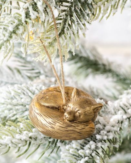 Gold sleeping fox ornament 2 X 1.2 X 2