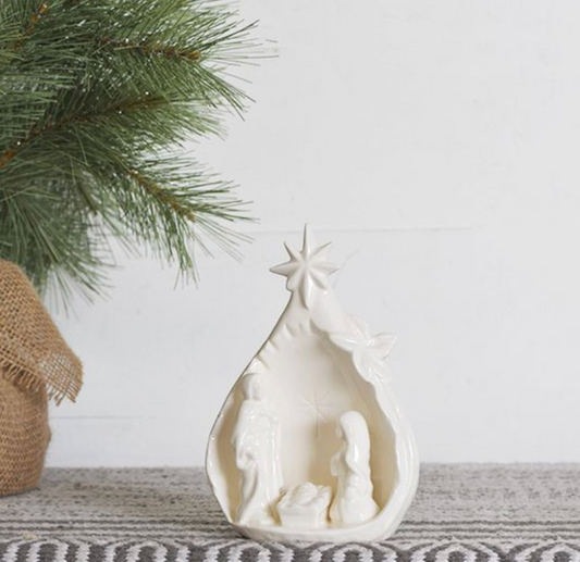 White ceramic nativity scene
